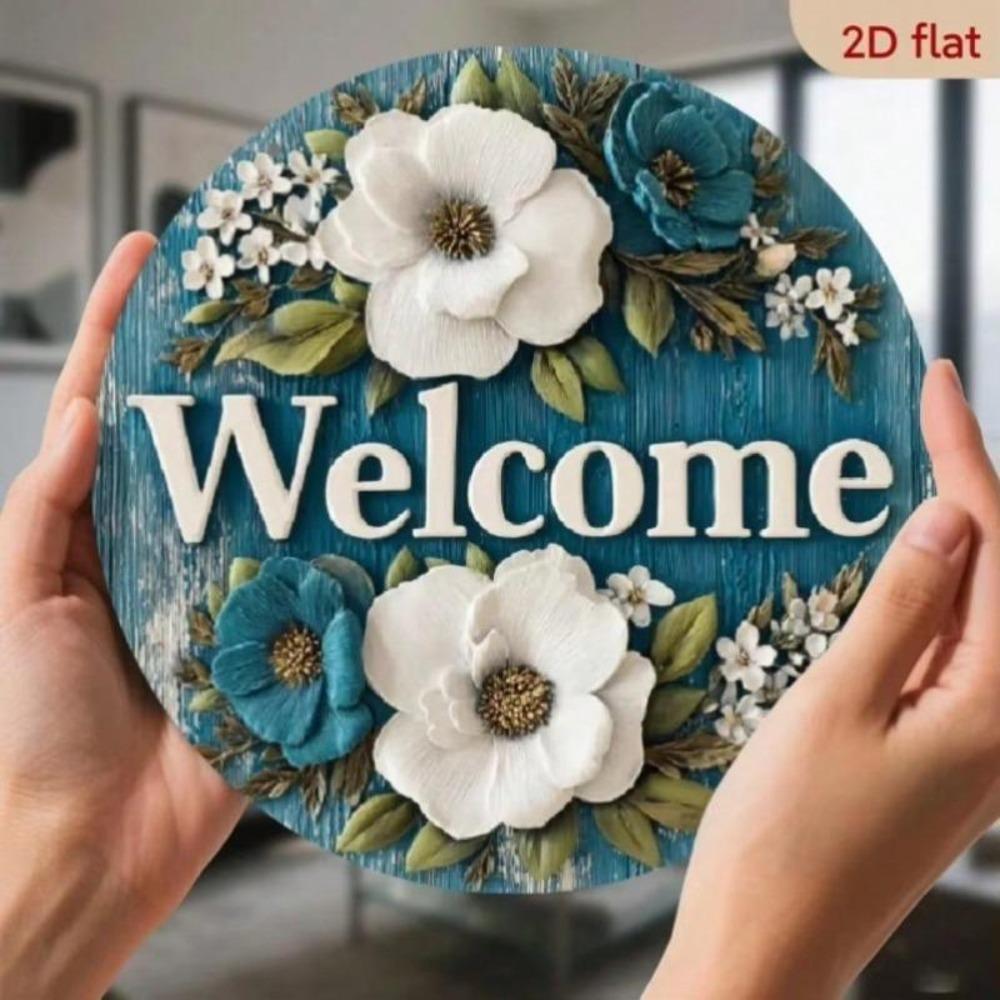 Metal Wall Art Welcome Sign Country Style Home Garden Office Cafe Decor