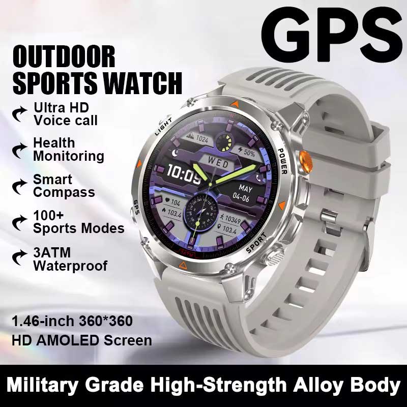 2026 New GPS Map Navigation Smart Watch Men Women Amoled Screen 3ATM Waterproof Sport SmartWatch Compass NFC BT Call Watches Men