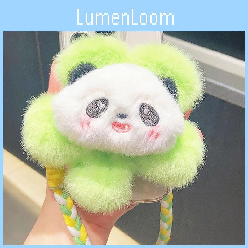Adorable Plush Cartoon Flower Panda Mobile Phone Holder Cute Accessory Keychain
