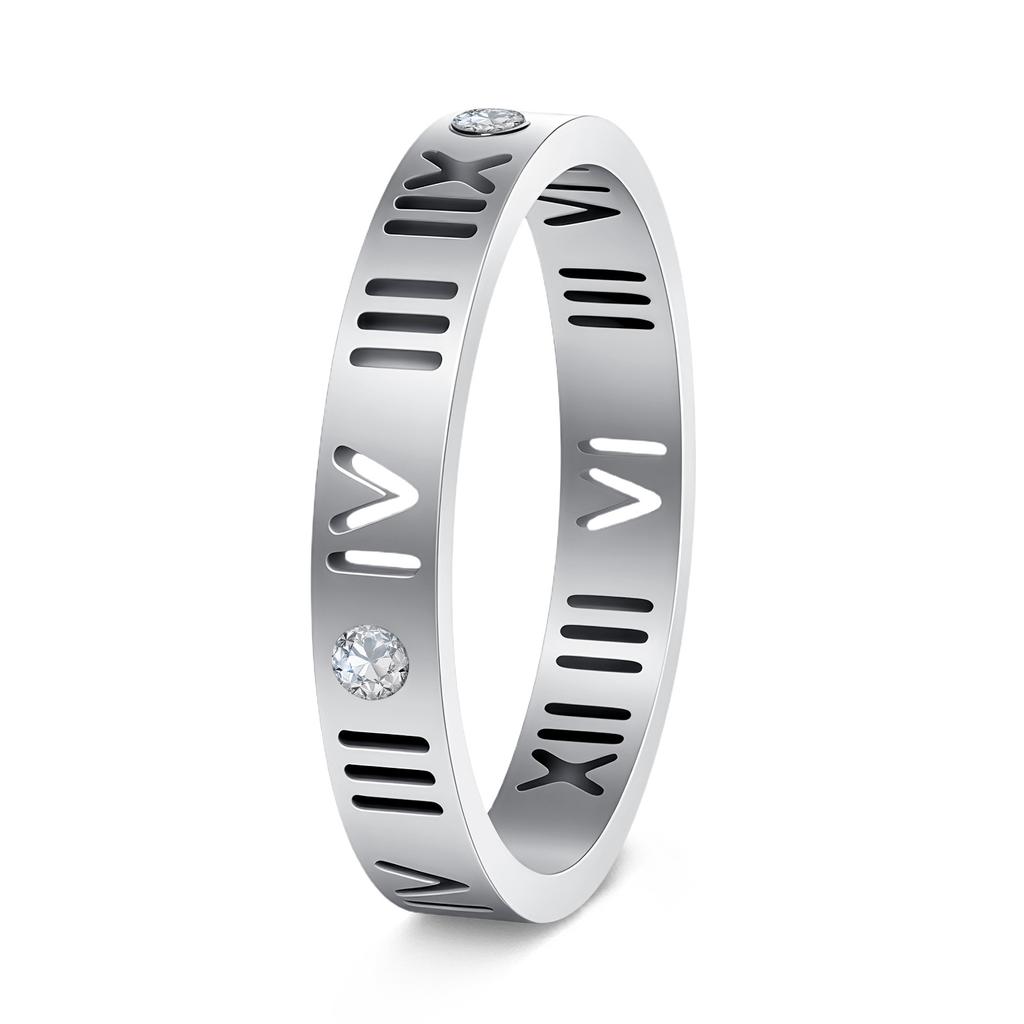 European and American Furnace Roman Numeral Ring Hollow Couple Men's and Women's Alphabet Ring