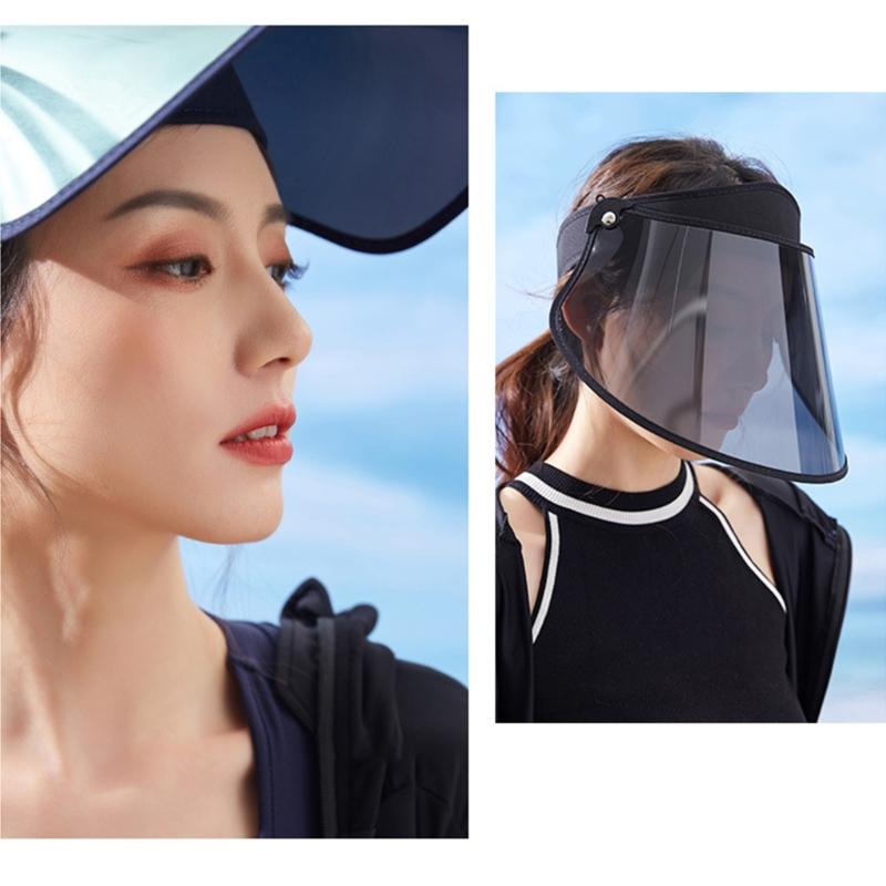 Women's Empty Top Wide Brimmed Colored Lens Sun Visors Hat for Summer Beach and Outdoor Activities