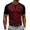 Men's Summer Short Sleeve Raglan Sleeve Henley Shirt Buttoned Neck Casual Fit Lightweight Soft Fabric Top