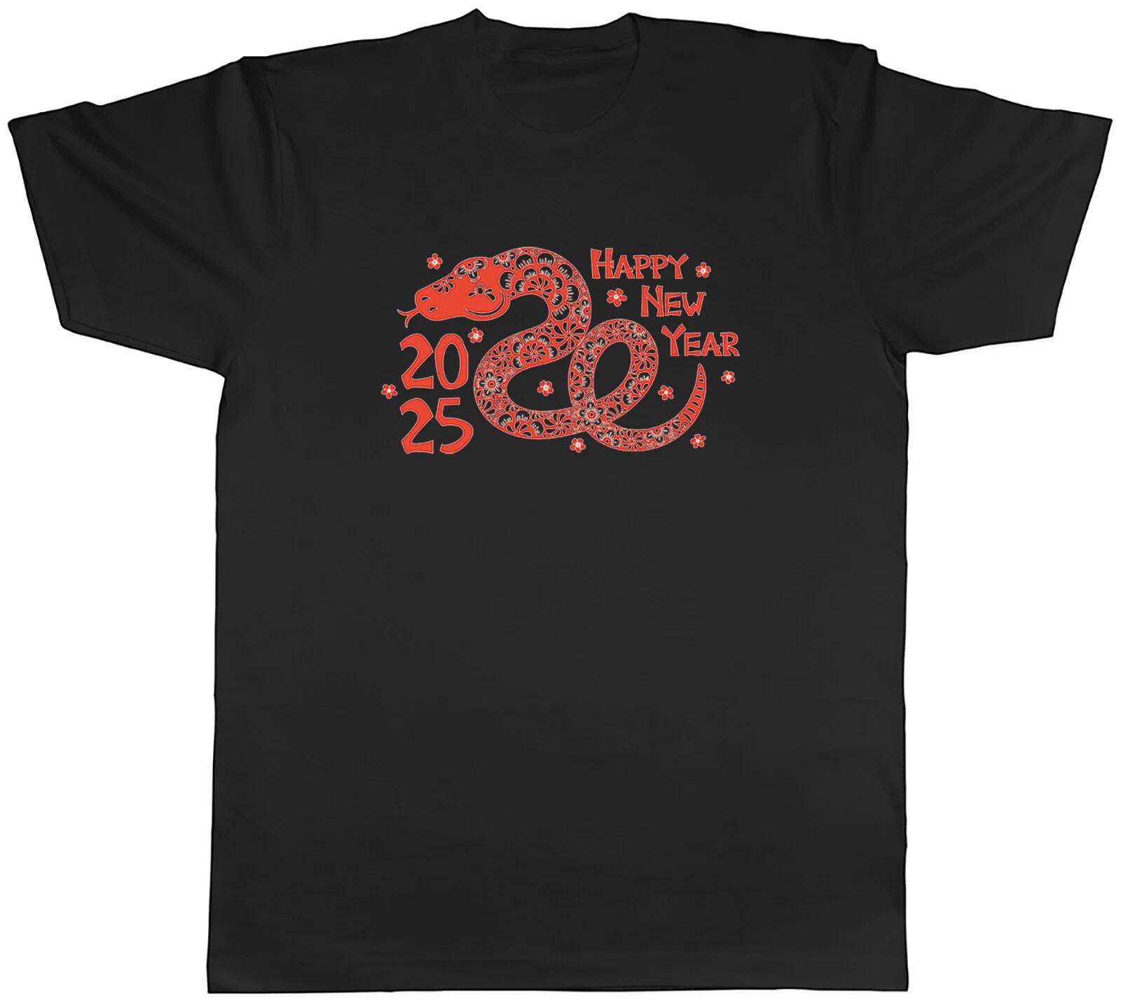 Happy New Year Snake 2025 Mens T-Shirt Chinese New Year Tee Gift L