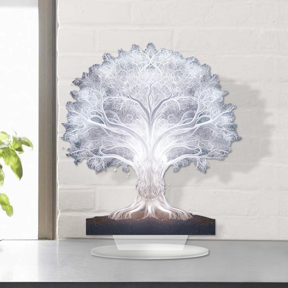 Multi Colored Acrylic Tree of Life Desktop Decoration Blooming Life Home Ornament with Waterproof Base