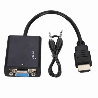 1080P Portable HDMI To VGA Adapter Converter Cable and USB Power 3.5mm Audio Cable