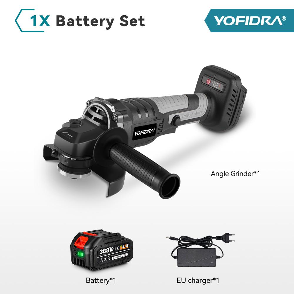 Yofidra 125mm Brushless Angle Grinder 3 Gears Cordless Efficient Wood Cutting Polishing Power Tool For Makita 18V Battery