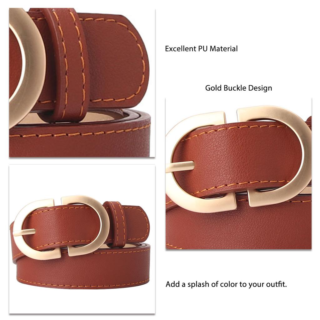 Women Belt PU Leather Pants Fashion Buckle Decorative Ladies Waist Belt for Pants Dresses Light Tan