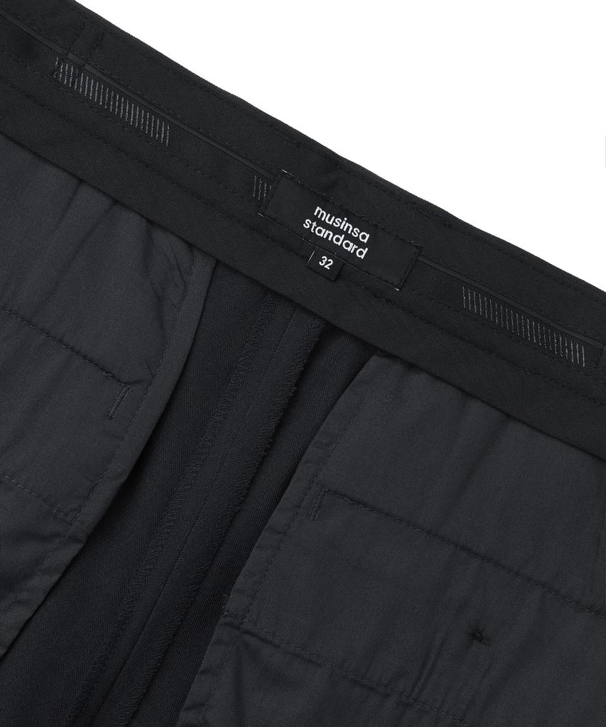 MUSINSA STANDARD Relaxed Tapered Hidden Banding Crop Slacks [Dark Gray]
