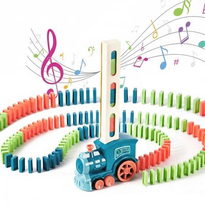 Elektrischer Domino-Stein-Zugauto Automatisches Legefahrzeug Bau STEM-Spielzeug für Kinder Kleinkind Geburtstagsgeschenk Kinder Junge Mädchen
