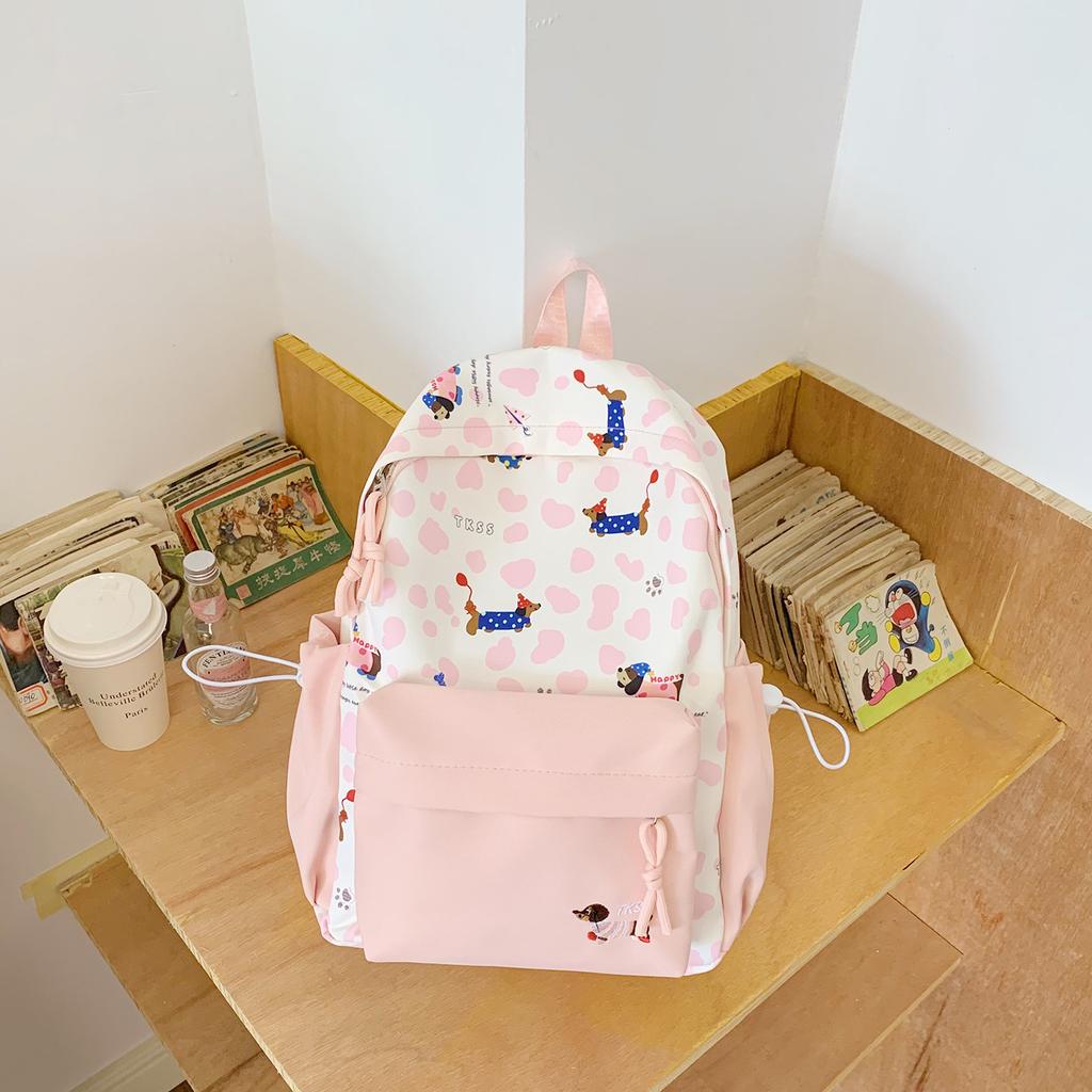 Schoolbag New High-value Girl Japanese Ins Leopard Print Fresh and Sweet Wind Backpack Student Lightweight Large-capacity Backpack