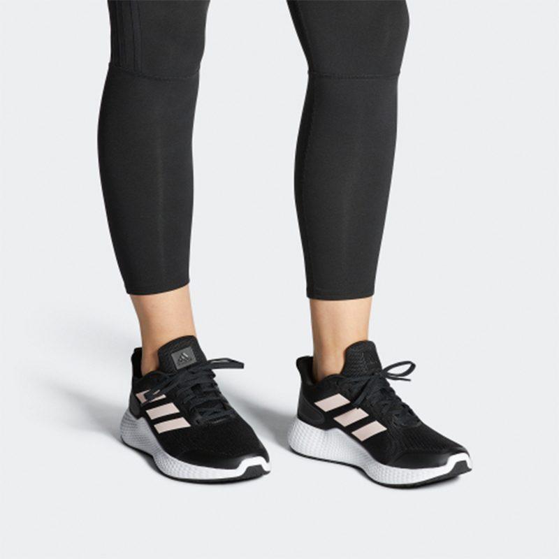 adidas Day Comfortable Low Top Running Shoes Women's Black Pink FW7466