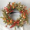 21.65-Inch Large Handmade-Style Autumn Wreath with Orange & Yellow Artificial Wheat, Pineapples, Chrysanthemums