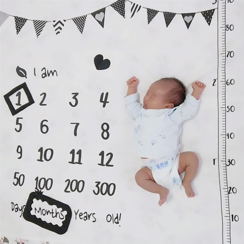 Baby Photography Props 100 Days Monthly Creative Digital Background Cloth for Posing and Decoration POLYESTER