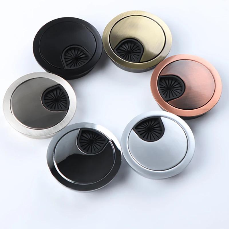 1/2/4/8Pcs 50/53/60/80mm Zinc Alloy Desktop Cable Hole Cover Protective Ring PC Desktop Circular Cable Protective Ring Bracket