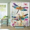 Waterproof 12 Hooks Dragonfly Pattern Shower Curtain, Machine Washable One Piece for Room Home Hotel Bathroom