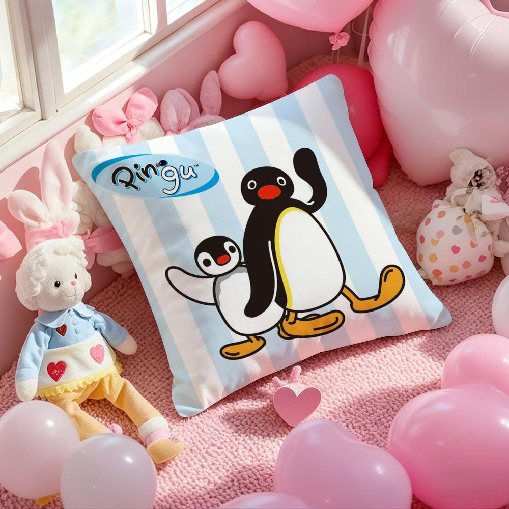 Cute P-Pingu Cartoon Cushion Cover Pattern Printed Pillowcase for Living Room Sofa Cushion Cover & Bedroom Decor