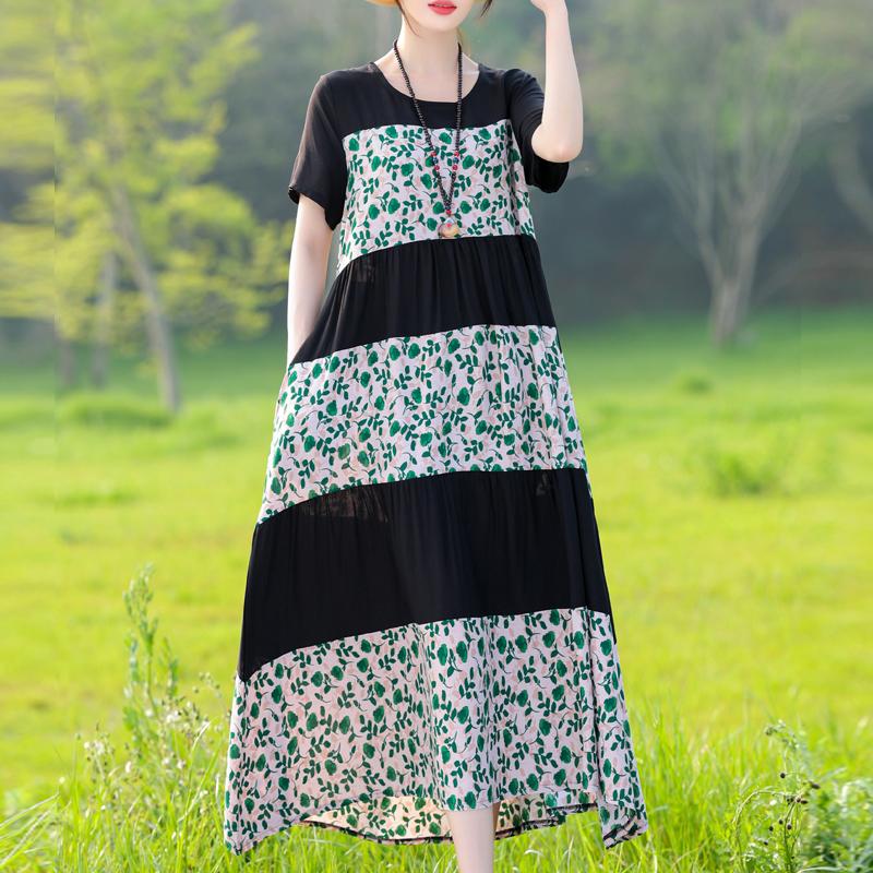 Elegant Dresses for Women Plus Size Casual Loose Short Sleeve Long Dress Women Summer Vintage Clothes