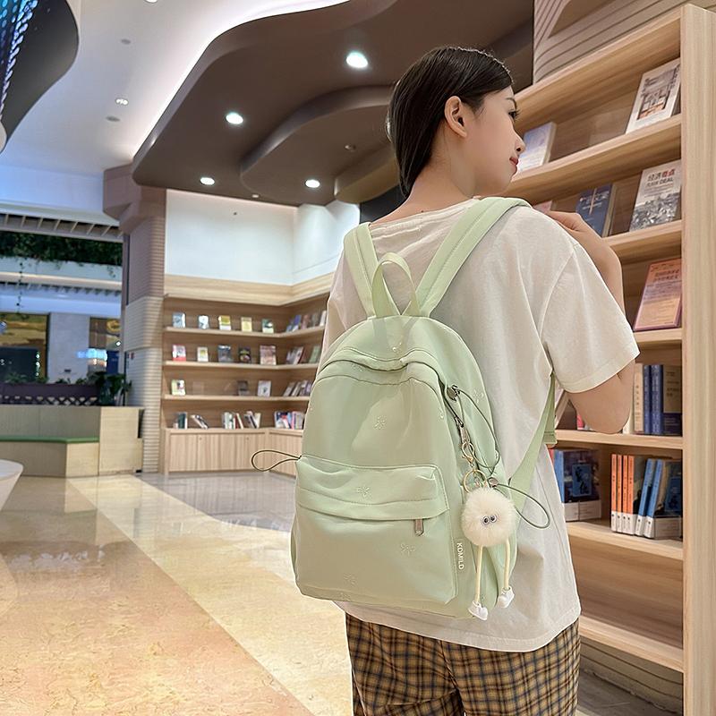 Black Bow Print School Backpack with Front Pocket Top Handle Casual Daypack for Students Daily Use