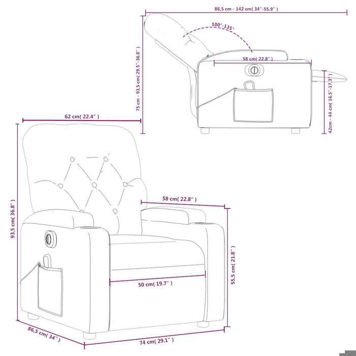 VidaXL Electric Reclining Massage Armchair, Relaxation Chair with Adjustable Backrest and Footrest, Salon Seat 3204769