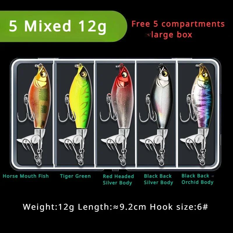 

5pcs Topwater Fishing Lures , Pencil Plopper Fishing Lures for Bass Catfish Pike Perch, Top Water Bass Bait Lure