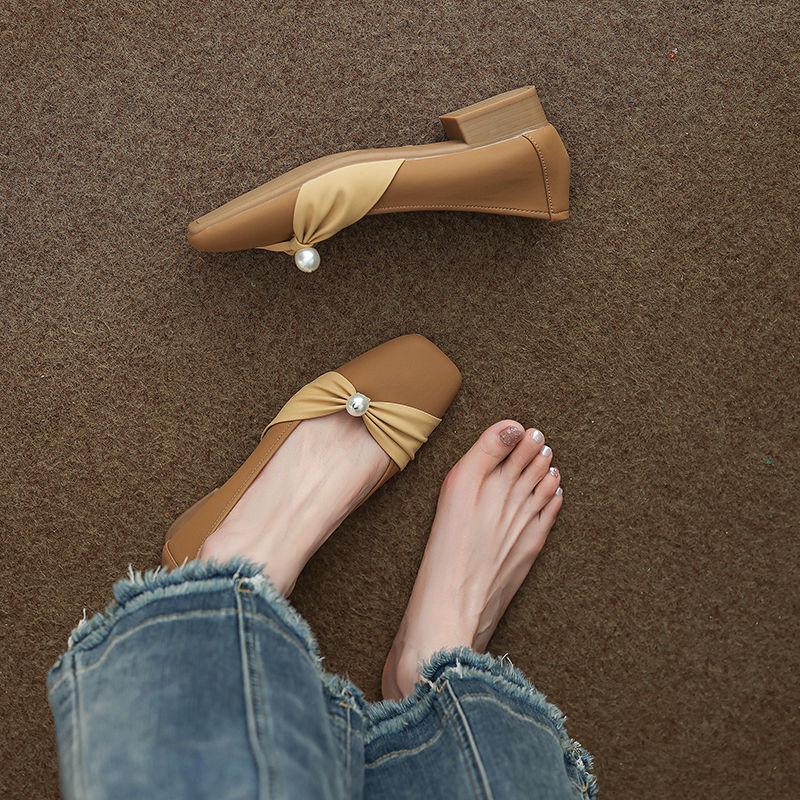 French Women's Square Toe Low-Cut Flat Moccasins - Versatile Soft Sole for Autumn 2025