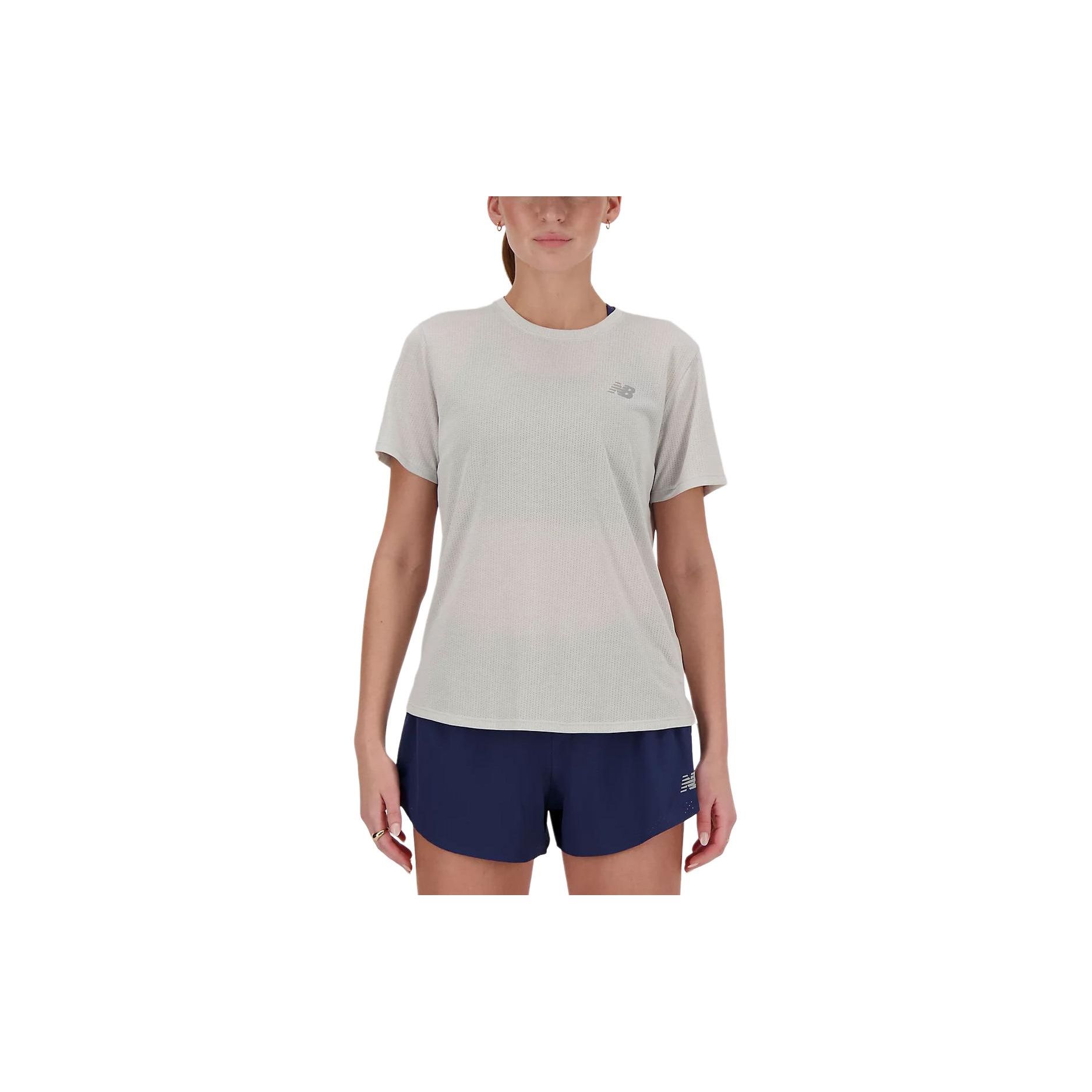 

New Balance Athletics Amplified Series Solid Color Round Neck Breathable Quick-Dry Short Sleeve T-Shirt Women Tops Cool-Grey WT41253A-HH