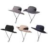 Windproof Men Fisherman Hat Rope Anti-UV Fishing Cap Breathable Portable Big Visors  Beach