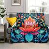 1pc Beautiful Lotus Printed Blanket,Soft And Comfortable Blanket, Travel Sofa Bed, Office Home Decor, Birthday Gift Blanket, Boys, Girls