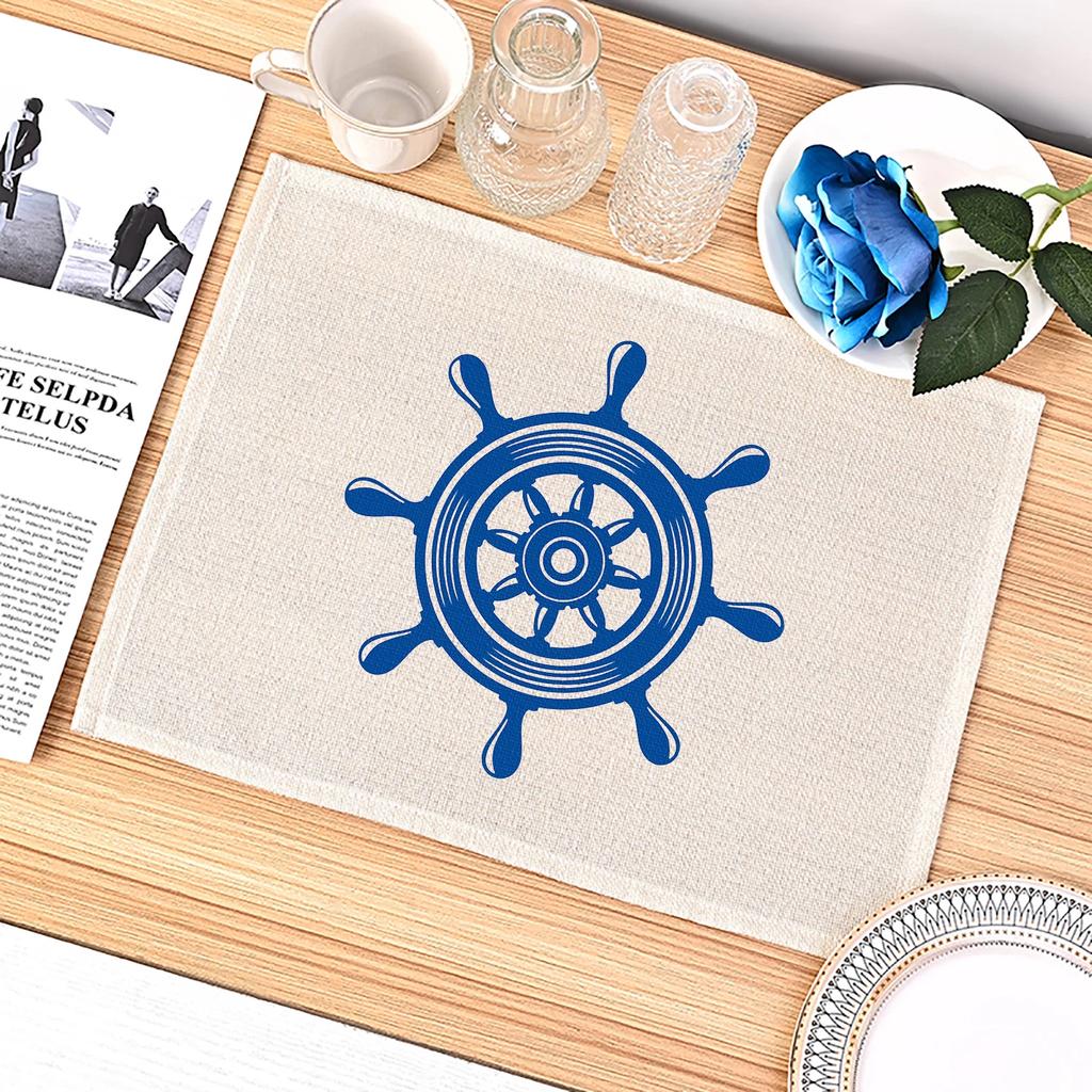 Blue Sea Creatures Theme Table Pad  Placemat Kitchen Heat Insulation Durable For Dining Coaster Bowl Cup Mat Decor