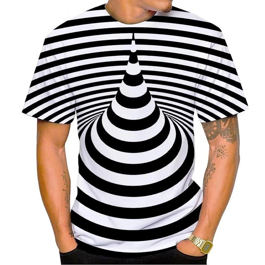 Fashionable 3D printed men's casual hip-hop cool T-shirt funny short sleeved T-shirt