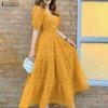 ZANZEA Women Elegant Lace Patchwork Summer Casual Half Sleeve Long Dress