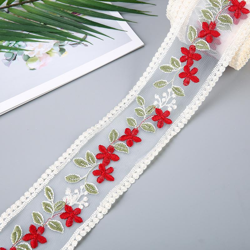 5 Yards Flower Embroidery Lace Ribbon For Bow Making Clothing Decor Sewing Fabric Craft Supplies Needlework Accessories