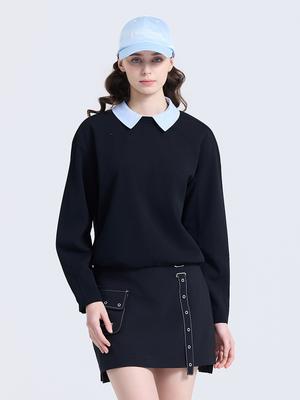 CHALLENGER Women'S 2-Way Collar Detachable Long Sleeve T-Shirt Black