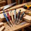 1-6Pcs Metal Solid Carpenter Mechanical Pencil Set with Sharpener Lead Core Deep Hole Construction Marking Scriber Tool Supply
