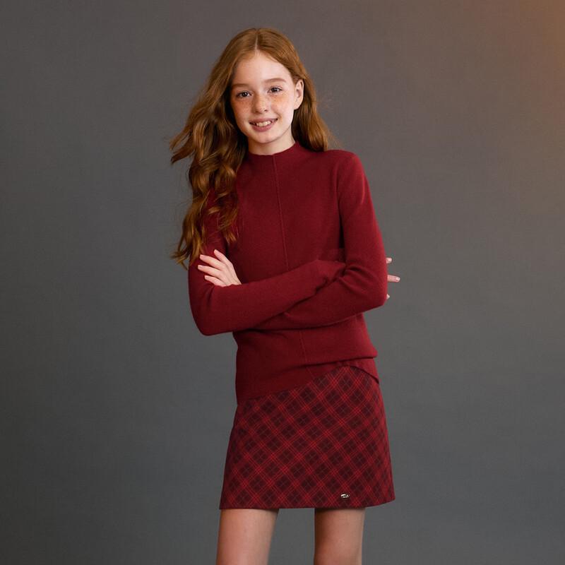 ELLE KIDS Girls' Vintage Red Plaid A-Line Skirt