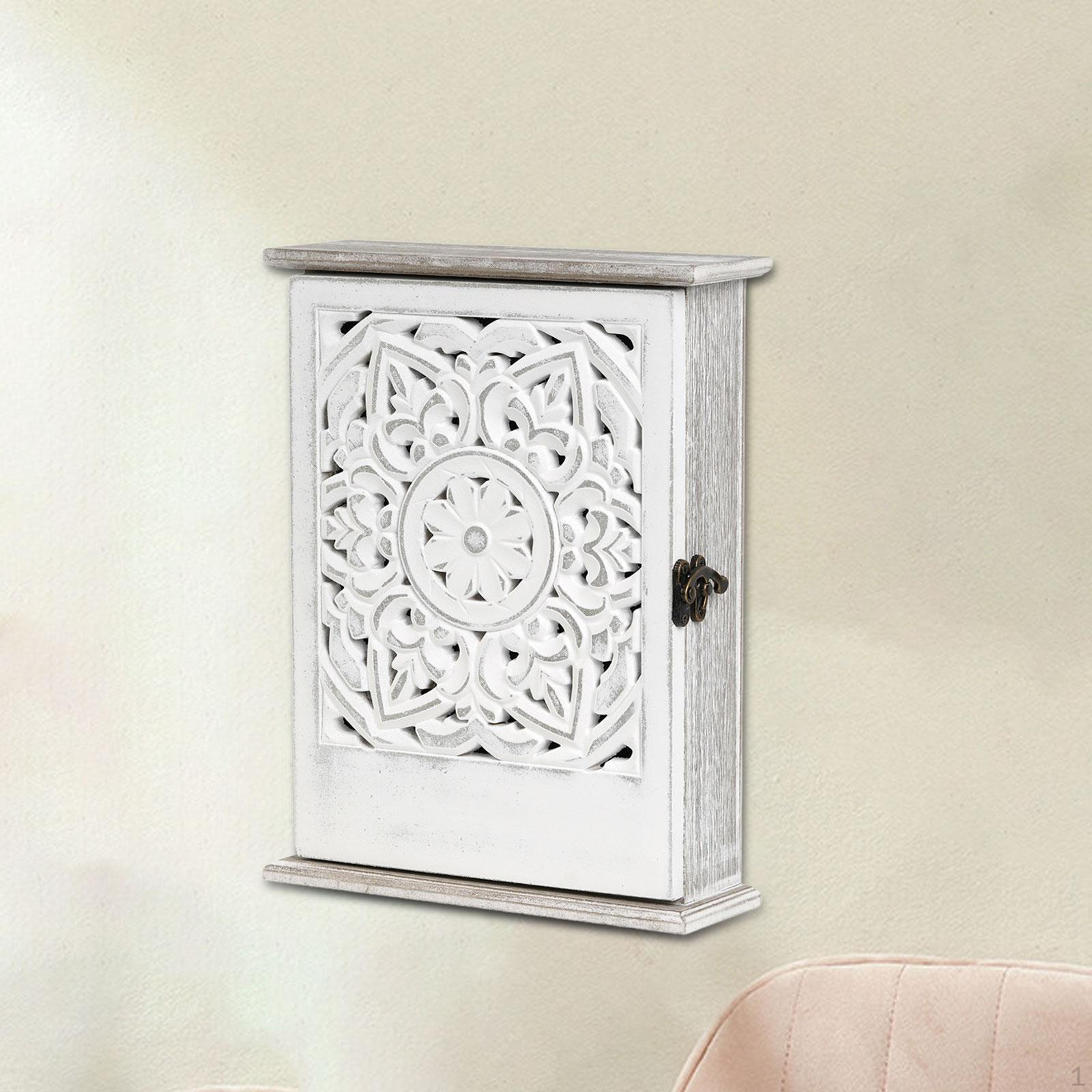 Шкафчик для ключей Портативный Легкая установка Деревянный Органайзер для украшений для квартир Прихожая White 2980₽