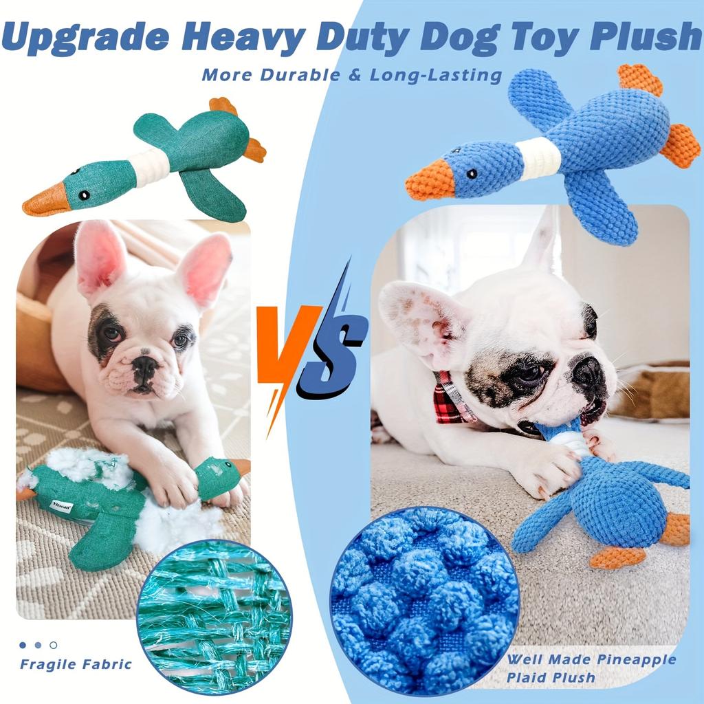 Durable plush goose shaped dog toy, suitable for skinning and playing - soft, chewy fabric, healthy teeth, and interactive fun