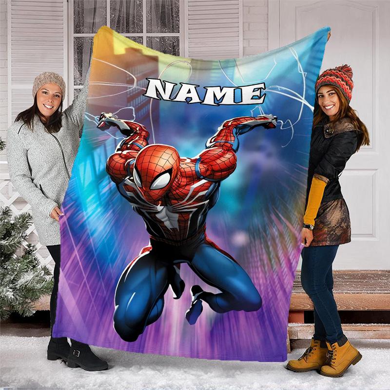 Customizable Spider Man Throw Blanket – Personalized Name, All-Season Cozy Snug Blanket, Machine Washable, Personalized Blanket