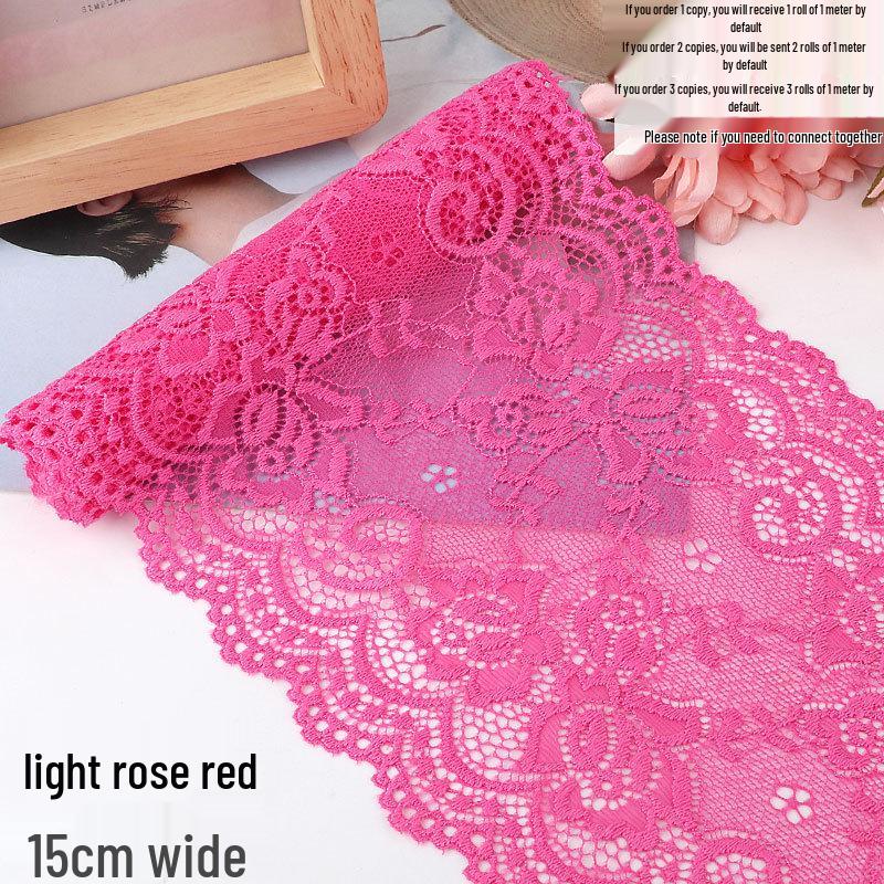 Bordo in pizzo elastico morbido largo 15 cm per decorazione di abbigliamento e gonne fai da te in bianco o nero