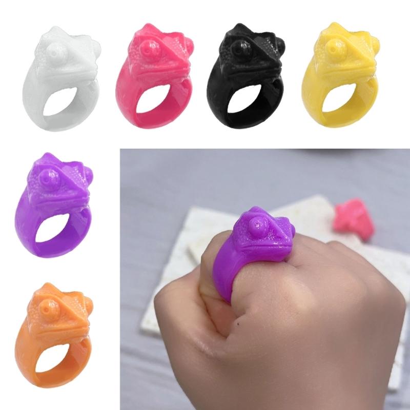 Mode Bunte Bonbonfarbe Fingerring Tier Eidechsenmuster Harzring Persönlichkeitsschmuck Für Unisex Accessoire Geschenk