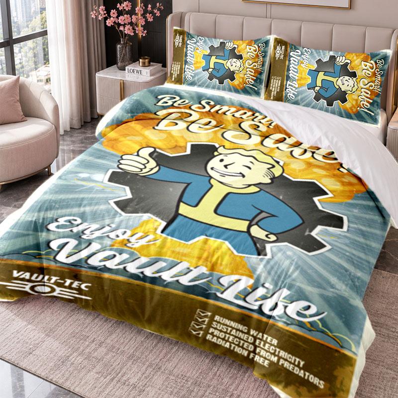 Fallout Vault Boy 3Pcs Bedding Set Duvet Cover With Two Pillowcases For Bedroom Home Decoration