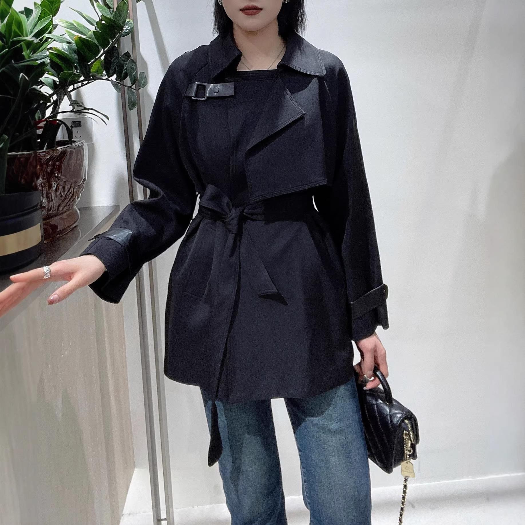 Женский тренч миди в британском стиле цвета хаки - Двубортный тренд Весна/Осень 2025 XS