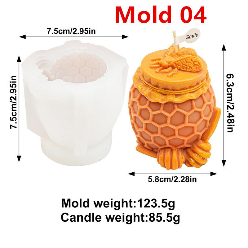 3D Honeycomb Column Silicone Candle Mold DIY Flower Bee Honey Pot  Bee House Designs Candles Plaster Crafts Cute Home Decor