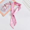 4X100cm Women Narrow Short Scarf 100x4cm Solid Color Chiffon Silk Rubber Black Bag Ribbon Headbands Choker Wristband Streamer