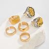 6Pcs/Set Punk Rings Hip-hop Men Rings Retro Geometric Open Rings  Male