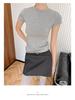 Modal Short Sleeve Crew Neck Women's Slimming Versatile T-Shirt - Nude Feeling, Straight Shoulder, Comfortable Fit