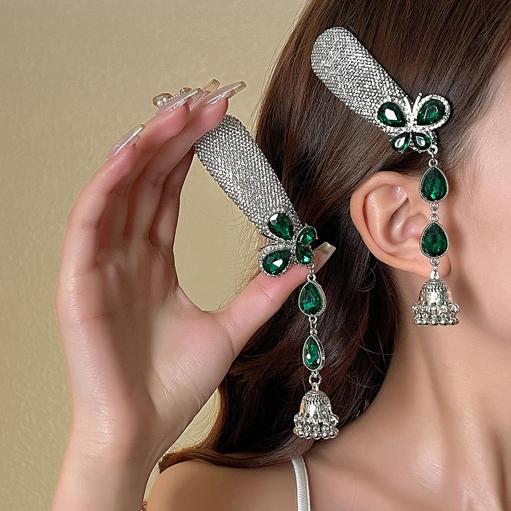 Diamond-Encrusted Long Bell Fringed Hairpin, Ethnic Bohemian Light Luxury High-End Hair Accessories For Women