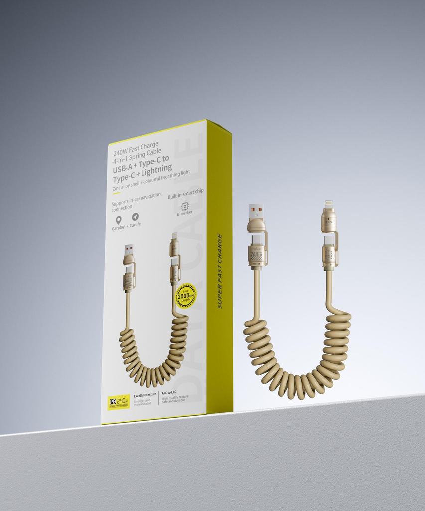 Baimo 240W Four-in-One Fast Charging Cable for Huawei and Apple.