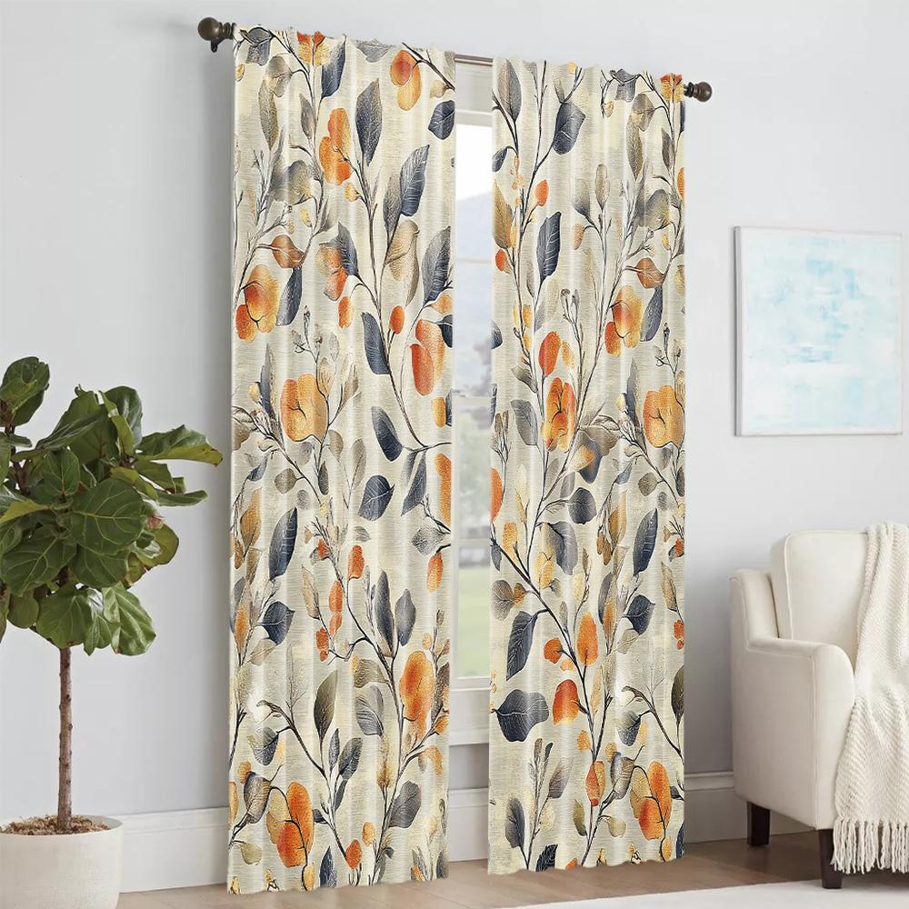 Set Of 2 Versatile Polyester Transparent Curtains Home Decoration Rose Leaf Pattern Use Bedrooms Living Rooms Made Room Window Treatment