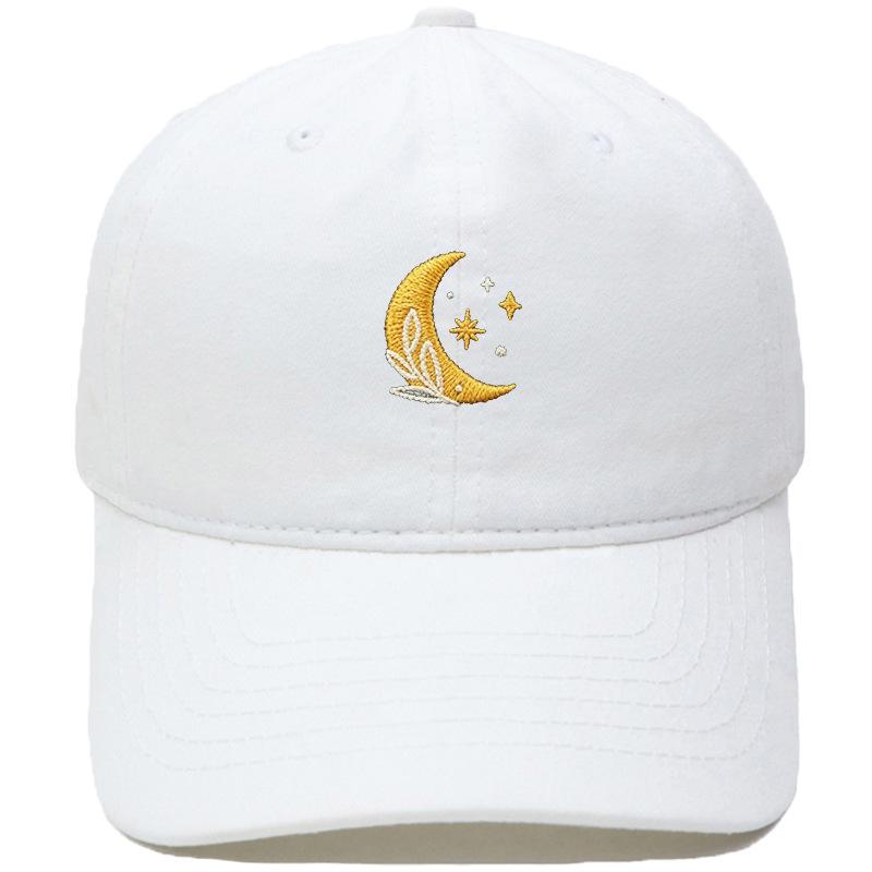 New Star Moon Embroidery Baseball Cap Washed Retro Daddy Hat Men's and Women's Casual Outdoor Sports Hat